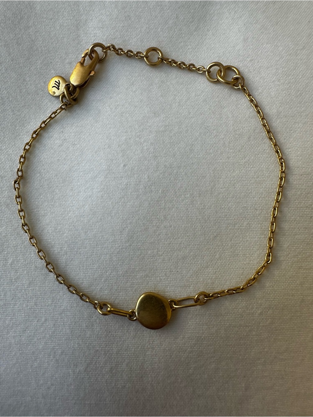 Madewell Gold Chain Bracelet Round Disc Charm Adjustable Womens Jewelry